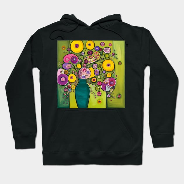 Cute Abstract Flowers in a Green Vase Still Life Painting Hoodie by bragova